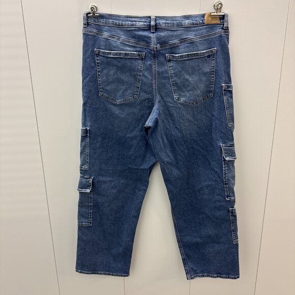 American Eagle Jeans Womens 18 Super High Rise Baggy Straight Cargo Wide Leg - Picture 1 of 11